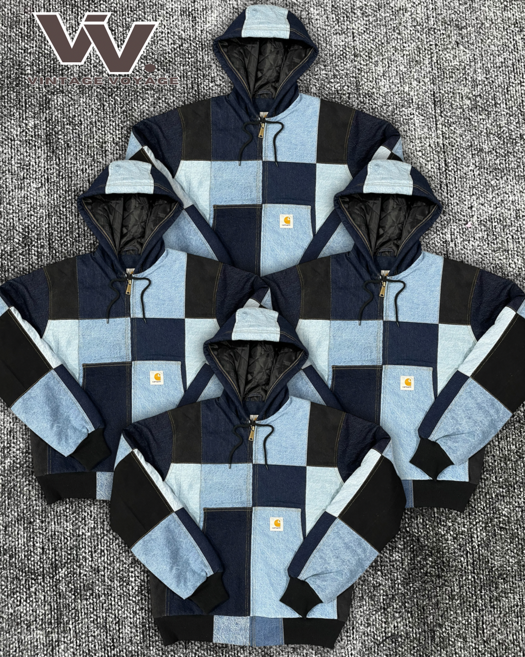 Carhartt Reworked Denim Patchwork Hooded Jackets