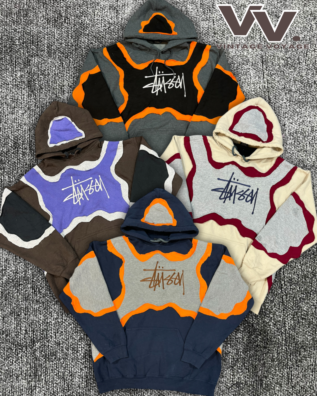 Stussy Reworked Crazy Patchwork Hoodies