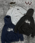 Stussy Reworked Embroidered Fleece Zipper Hoodies